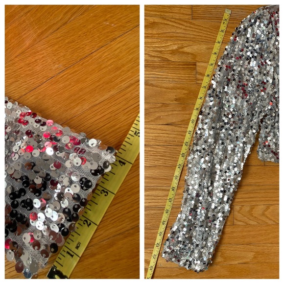 LONG SLEEVE SILVER SEQUINS SHORT BOLERO JACKET. Sizes S-M - Picture 9 of 13